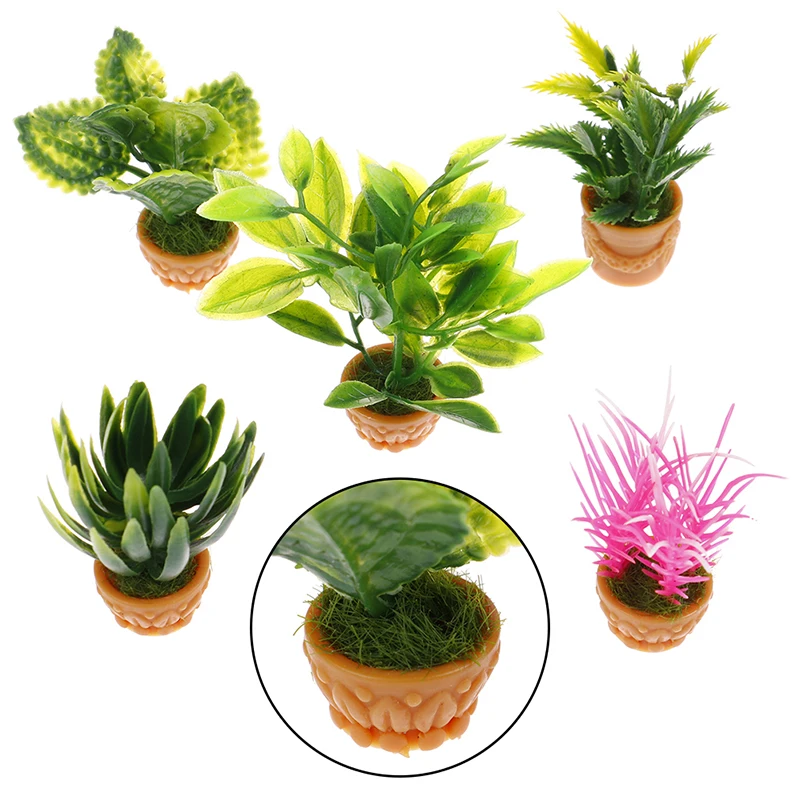 1:12 Miniatur grüne Pflanze im Topf für Puppenhaus Möbel Dekoration Wohnkultur P