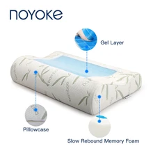 NOYOKE Pressão Gel Ortopédico Travesseiro Lenta recuperação Da Espuma Da Memória Travesseiro De Bambu Travesseiro Cervical Travesseiro para Dormir(China)