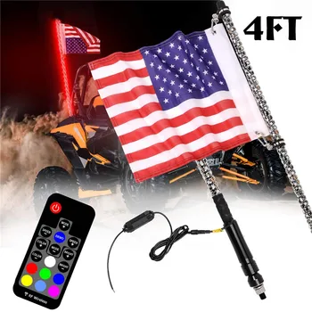 1 Pair 4FT RGB LED Whip Light with Base Waterproof Bendable Wireless Remote Control Flagpole Lamp Light DC12V+America Flag
1 Pair 4FT RGB LED Whip Light with Base Waterproof Bendable Wireless Remote Control Flagpole Lamp Light DC12V+America Flag