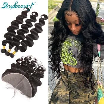 Rosabeauty Brazilian Human Hair Weave Body Wave 3 4 Bundles With Lace Frontal Closure Remy Hair 26 28 30 32 34 40 Inch
Rosabeauty Brazilian Human Hair Weave Body Wave 3 4 Bundles With Lace Frontal Closure Remy Hair 26 28 30 32 34 40 Inch