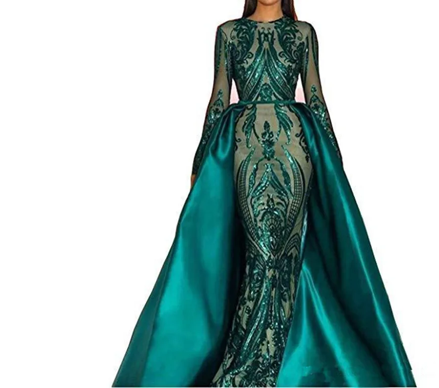luxury-dark-green-evening-dresses-2018-one-shoulder-zuhair-murad-dresses-mermaid-sequined-prom-gown-with-detachable-train-custom-made (4)