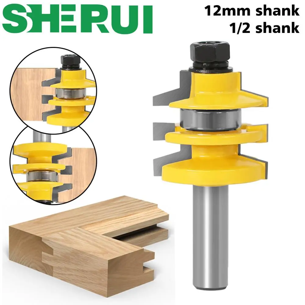 1PC 1/2" 12mm Shank Bevel Stacked Rail and Stile Router Bit Wood Cutting Tool woodworking router bits | Инструменты
