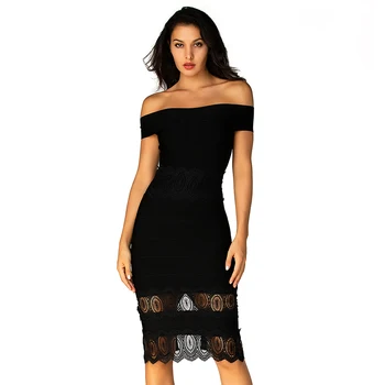 Black Women Lace Patchwork Dress Sexy Slash Neck Off Shoulder Bandage Dresses New Celebrity Party Club Vestidos Knee Length
Black Women Lace Patchwork Dress Sexy Slash Neck Off Shoulder Bandage Dresses New Celebrity Party Club Vestidos Knee Length