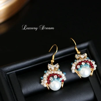 Vintage Chinese Style Earrings New Design Woman Natural Pearl women drop earrings Oyster Short Personality Originality Earring 
Vintage Chinese Style Earrings New Design Woman Natural Pearl women drop earrings Oyster Short Personality Originality Earring