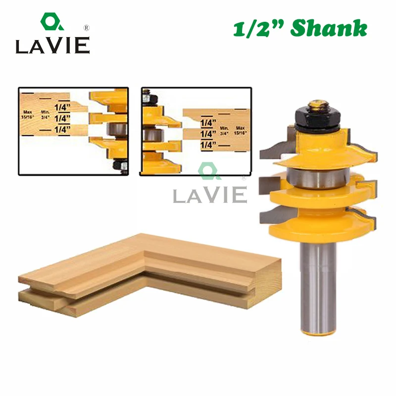 LAVIE 1pc 1/2" Shank Rail & Stile Ogee Router Bit Stacked Cutting Tenon Milling Cutter for Wood Tools Woodworking Tool |