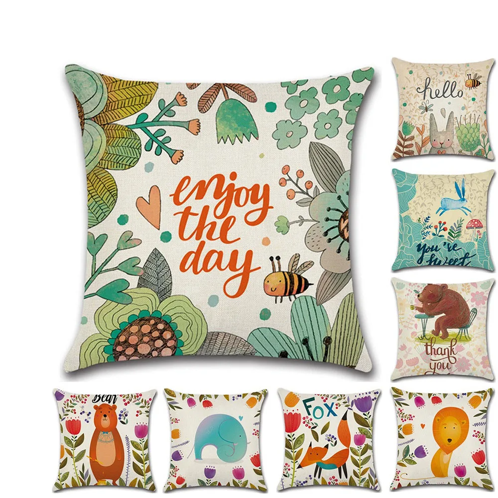 Cartoon Jungle Animal Linen Cushion Cover Linen Pillow Case Hand Drawn Bee Bunny Pattern Pillowcase 45*45cm
Cartoon Jungle Animal Linen Cushion Cover Linen Pillow Case Hand Drawn Bee Bunny Pattern Pillowcase 45*45cm