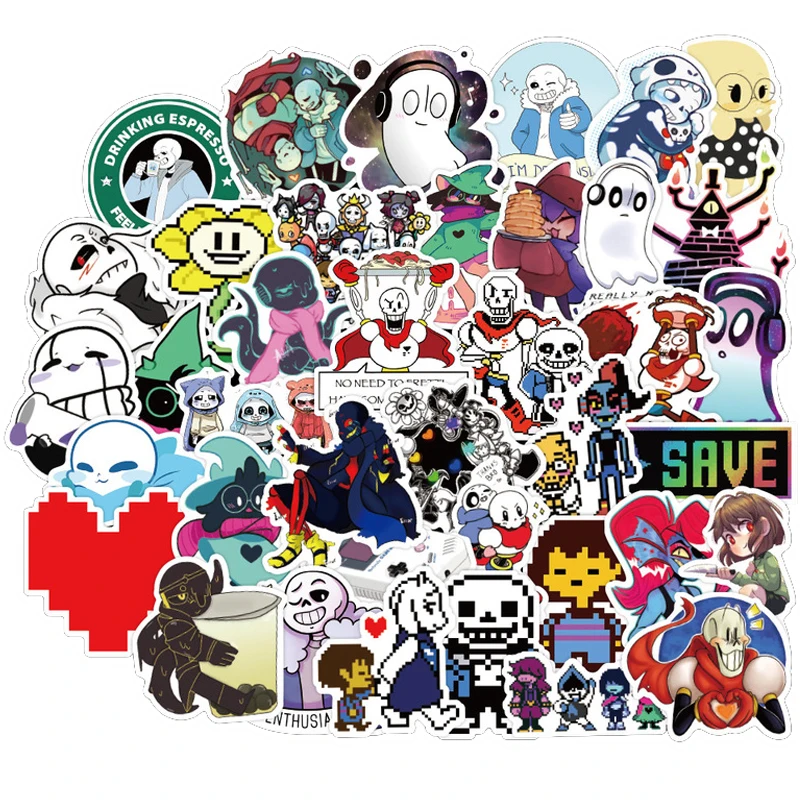 

50PCS Undertale Game Stickers DIY Snowboard Laptop Luggage Fridge Guitar Waterproof Graffiti Fun Sticker for Kid Toy Decals Gift