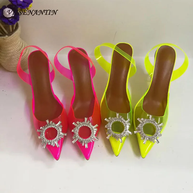 VIISENANTIN Candy Color Lady Summer Sandal Shoe Slingback Pointed Toe Transparent Clear PVC Jelly Sandals Crystal Buckle Decor
VIISENANTIN Candy Color Lady Summer Sandal Shoe Slingback Pointed Toe Transparent Clear PVC Jelly Sandals Crystal Buckle Decor