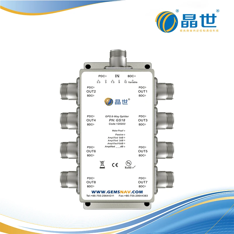 GPS/Beidou Power Splitter GS18 GPS One-eighth Splitter Signal Repeater Distributor
GPS/Beidou Power Splitter GS18 GPS One-eighth Splitter Signal Repeater Distributor