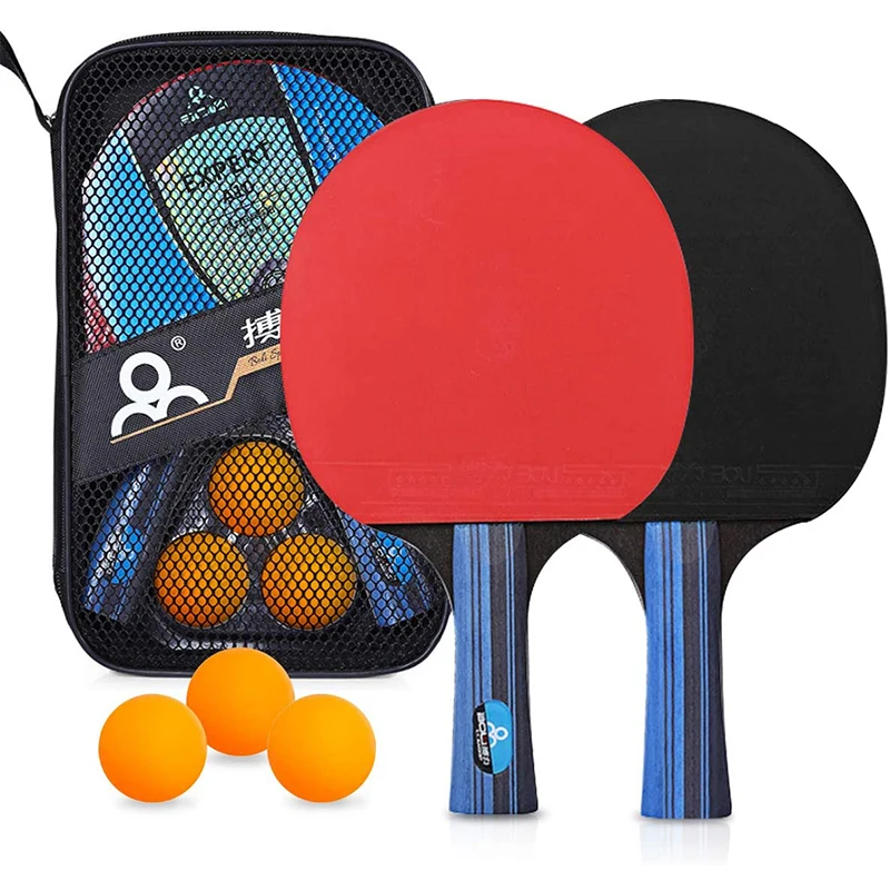 Ping Pong Paddle Set with Balls 2 Premium Rackets and 3 Ping Pong Balls Table Tennis Set with Carry Case for Amateurs
Ping Pong Paddle Set with Balls 2 Premium Rackets and 3 Ping Pong Balls Table Tennis Set with Carry Case for Amateurs
