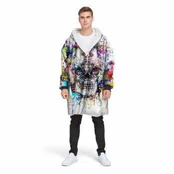 3D Printed Personalized Cool INK Skull Hooded Blanket Winter Warm Wearable Coat Outdoor Plush Blanket With Sleeves Jacket Cloak
3D Printed Personalized Cool INK Skull Hooded Blanket Winter Warm Wearable Coat Outdoor Plush Blanket With Sleeves Jacket Cloak