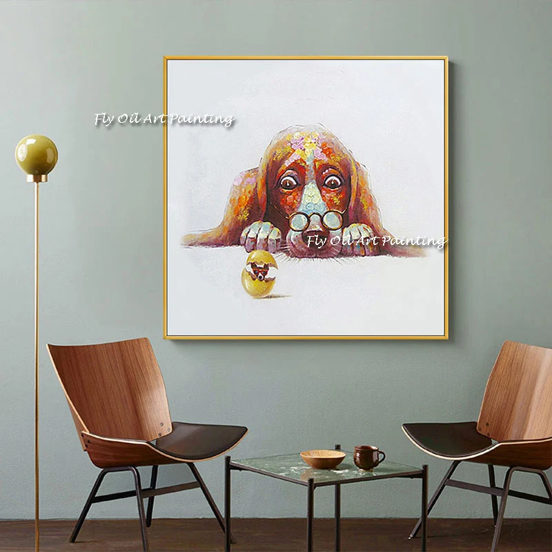 

Милая собачка, благоприятное животное, 100% ручная роспись, абстрактная масляная живопись, искусство на холсте, настенное искусство для гостиной, украшение комнаты, подарок