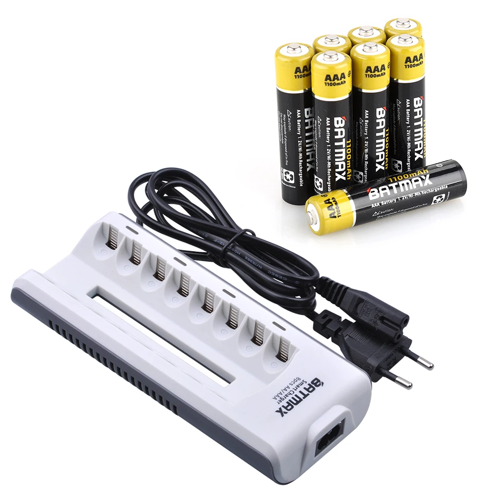 

1.2V AA 2800mAh AAA 1100mAh Ni-MH Pre-charged Battery + 8-Slots Charger for Flashlights, Remote controls, Toys Battery