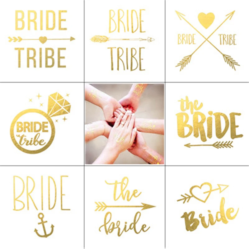 

5pcs Wedding Decoration Bachelorette Party team Golden Sticker bride to be Bridal Shower wedding supplies Hen Party Accessories