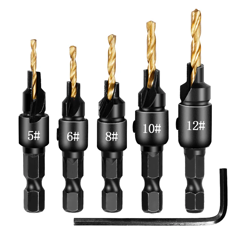 Hex handle Countersink Drill Woodworking Drill Bit Set Drilling Pilot Holes For Screw Sizes hand tool set #5 #6 #8 #10 #12 
Hex handle Countersink Drill Woodworking Drill Bit Set Drilling Pilot Holes For Screw Sizes hand tool set #5 #6 #8 #10 #12