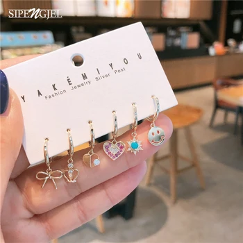 Fashion Cubic Zirconia Heart Earings Set Bow And Heart 6 Sets Hoop Earrings For Women Korean Jewelry 2020
Fashion Cubic Zirconia Heart Earings Set Bow And Heart 6 Sets Hoop Earrings For Women Korean Jewelry 2020