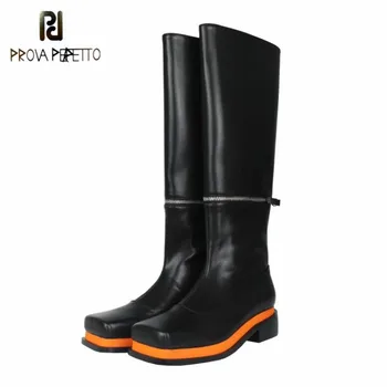 Prova Perfetto Fashion Solid Color Genuine Leather Chain Detachable Women's Thigh High Boots Square Toe Slip-on Vulcanized Shoes
Prova Perfetto Fashion Solid Color Genuine Leather Chain Detachable Women's Thigh High Boots Square Toe Slip-on Vulcanized Shoes