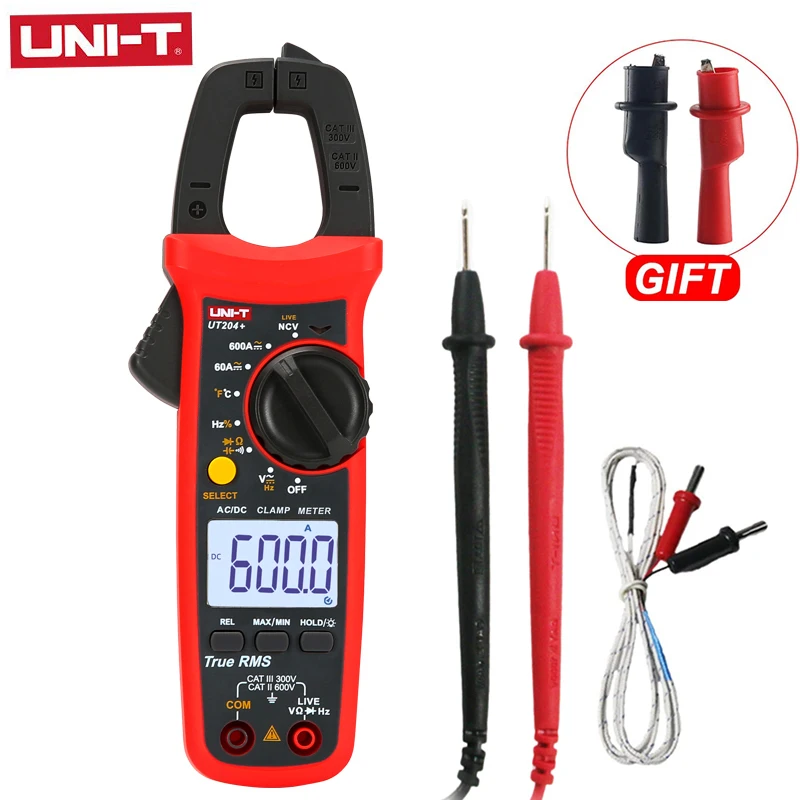 UNI-T UT204+ Digital Clamp Meter UT204 Plus DC AC Current Auto Range True RMS Temperature Capacitance NCV Ohm Tester Multimeter
UNI-T UT204+ Digital Clamp Meter UT204 Plus DC AC Current Auto Range True RMS Temperature Capacitance NCV Ohm Tester Multimeter