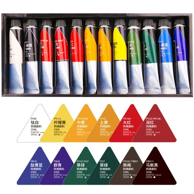 12/24 Colors Professional Acrylic Paint Set 20ml Drawing Painting Pigment Hand-painted Tools for Kids DIY Artist Supplies
12/24 Colors Professional Acrylic Paint Set 20ml Drawing Painting Pigment Hand-painted Tools for Kids DIY Artist Supplies