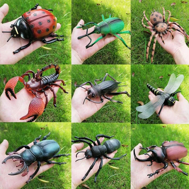 

Big Insect Animals Model Dragonfly Grasshopper Spider Action Figures Mantis Figurine Bee Miniature Educational Toys For Kids