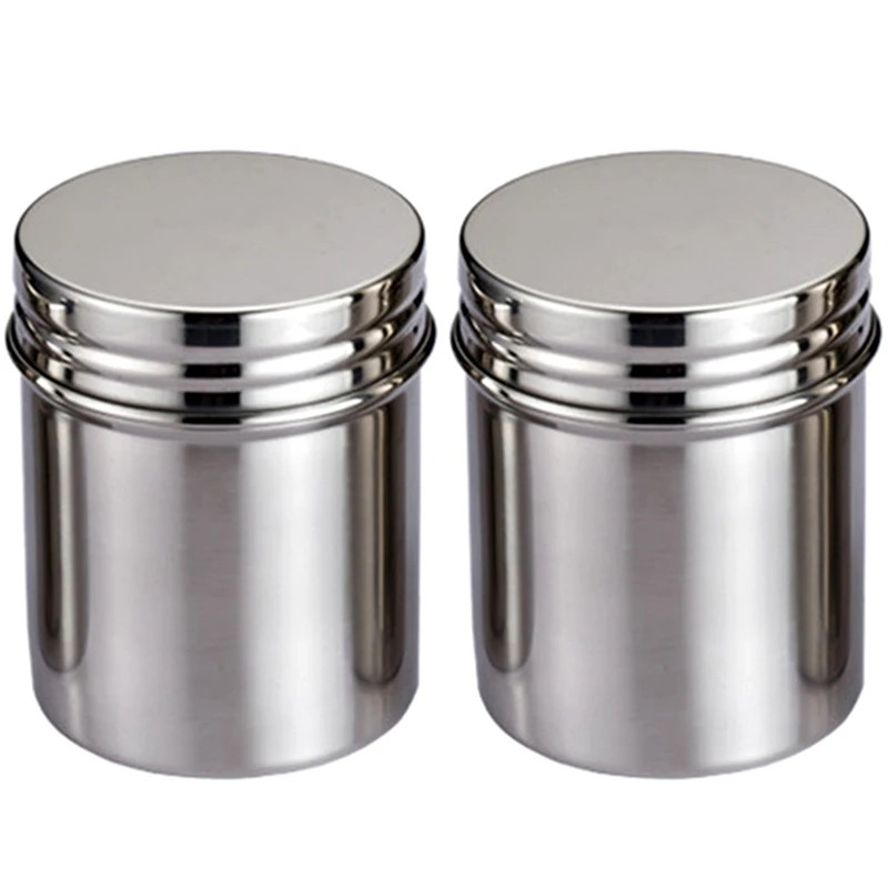 Stainless Steel Storage Tank Coffee Beans And Tea Sealed Cans With Lid For Kitchen Dry Food Herbs Weeds - Medium 12 Oz 2Pcs | Дом и сад