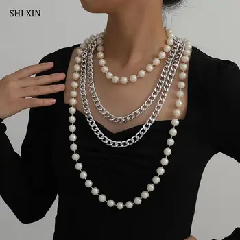SHIXIN 2 Pcs/Set Long Chain With Pearl Choker Necklace for Women Hip Hop Multi Layer Beads Necklace 2020 Statement Fashion Gifts
SHIXIN 2 Pcs/Set Long Chain With Pearl Choker Necklace for Women Hip Hop Multi Layer Beads Necklace 2020 Statement Fashion Gifts