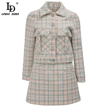 LD LINDA DELLA 2020 Tweed Plaid Fashion Sets Women's Autumn Winter Slim Jacket Coat and High waist Mini Skirts Two Piece Suit
LD LINDA DELLA 2020 Tweed Plaid Fashion Sets Women's Autumn Winter Slim Jacket Coat and High waist Mini Skirts Two Piece Suit