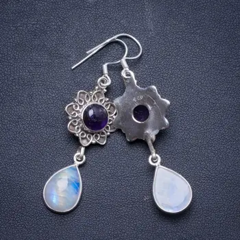 Natural Rainbow Moonstone and Amethyst Handmade Unique 925 Sterling Silver Earrings 2" X4199
Natural Rainbow Moonstone and Amethyst Handmade Unique 925 Sterling Silver Earrings 2" X4199