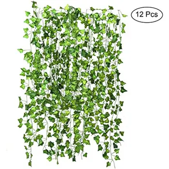 

6PCS Artificial Ivy Leaf Garland Evergreen Vine Plants Fake Sweet Potato Foliage Home Wedding Decor Hanging Flowers Rattan