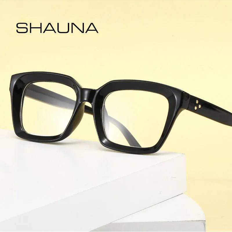 

SHAUNA Anti-Blue Light Retro Rivets Square Women Glasses Frames Fashion Optical Eyeglasses Frame