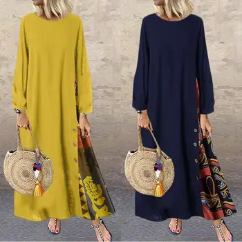 Women's Long Maxi Dress Ladies Long Sleeve Patchwork Printed Vestidos 2020 ZANZEA Ladies Party Beach Dresses Female Kaftan Robe
Women's Long Maxi Dress Ladies Long Sleeve Patchwork Printed Vestidos 2020 ZANZEA Ladies Party Beach Dresses Female Kaftan Robe