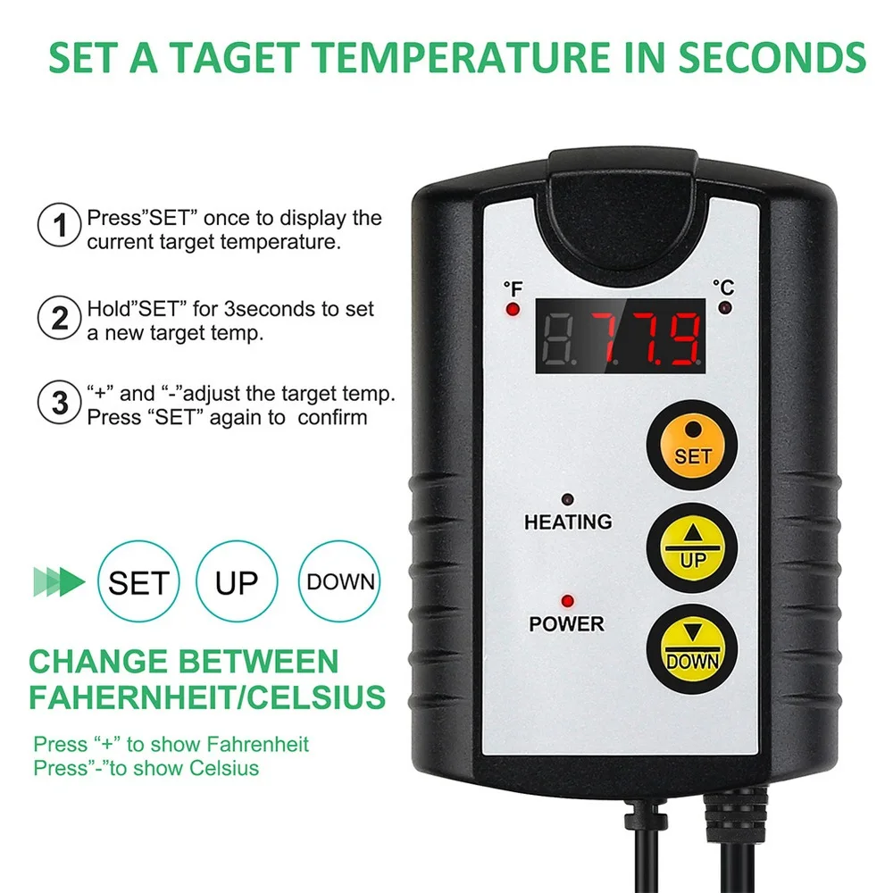 Heating Pad Garden Instrument US Standard 110V Digital Display Sensor Plant Crawler Temperature and Humidity Control Regulator
Heating Pad Garden Instrument US Standard 110V Digital Display Sensor Plant Crawler Temperature and Humidity Control Regulator