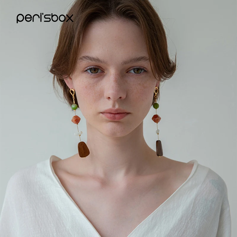 Peri'sBox 2019 Fashion Mix Stones Long Dangle Earrings Multi Color Acrylic Earrings Bohemian Wooden Drop Earrings for Women
Peri'sBox 2019 Fashion Mix Stones Long Dangle Earrings Multi Color Acrylic Earrings Bohemian Wooden Drop Earrings for Women