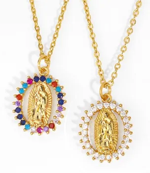 Virgin Mary multicolor micro pave cz zircon cubic zirconia necklace copper Clavicle gold plated Snake Chain Choker Pendant efg3
Virgin Mary multicolor micro pave cz zircon cubic zirconia necklace copper Clavicle gold plated Snake Chain Choker Pendant efg3