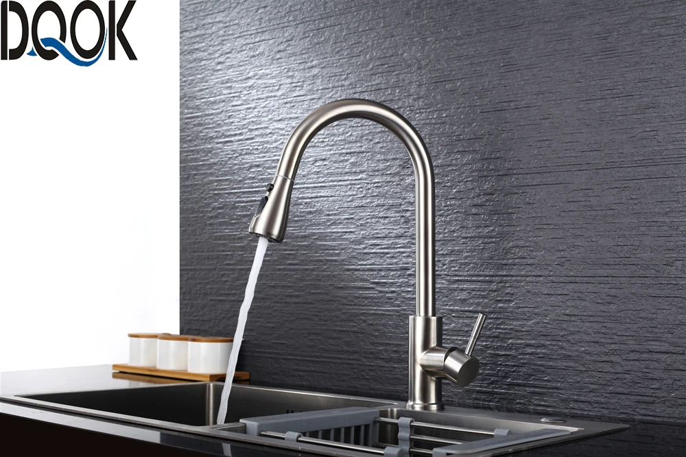 Kitchen Faucet Blacked Single Handle Pull Down White Kitchen Tap Single Hole 360 Degree Brushed Nickle Faucets Water Mixer Tap