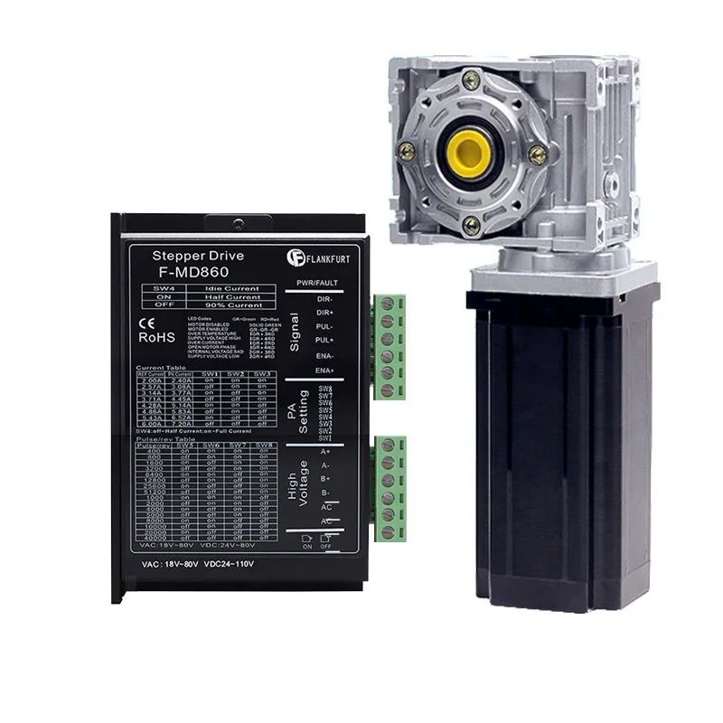 Nema23 Worm Gearbox Ratio 80:1 Hybrid 2phase Stepper Motor L112mm 4.2A Speed Reducer Driver Kit for Router Machine
Nema23 Worm Gearbox Ratio 80:1 Hybrid 2phase Stepper Motor L112mm 4.2A Speed Reducer Driver Kit for Router Machine
