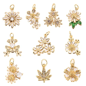 Charm Charms for Jewelry Making Supplies Gold Flowers Daisies Diy Earring Necklace Metal Copper Mosaic CZ Zircon Accessories 
Charm Charms for Jewelry Making Supplies Gold Flowers Daisies Diy Earring Necklace Metal Copper Mosaic CZ Zircon Accessories