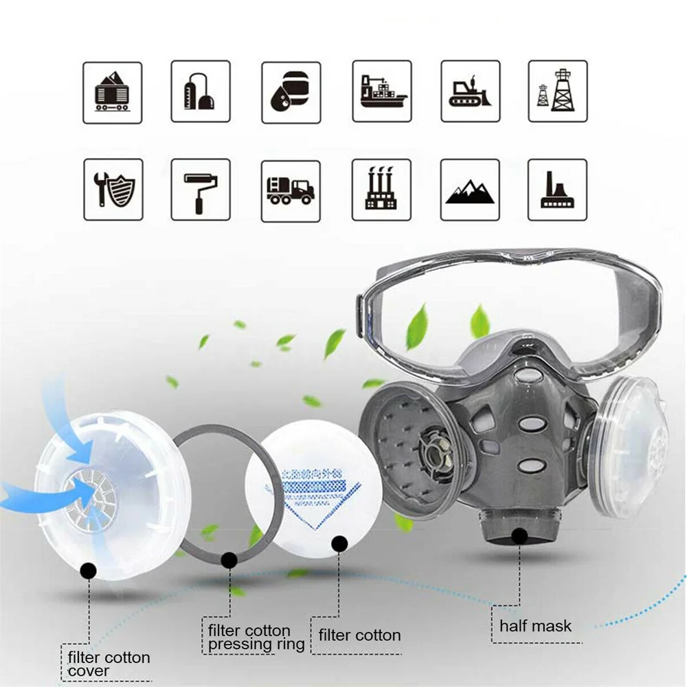 Respirator Mask,Half Facepiece Gas Mask with Safety Glasses Reusable Professional Breathing Protection Against Dust,Chemicals
Respirator Mask,Half Facepiece Gas Mask with Safety Glasses Reusable Professional Breathing Protection Against Dust,Chemicals
