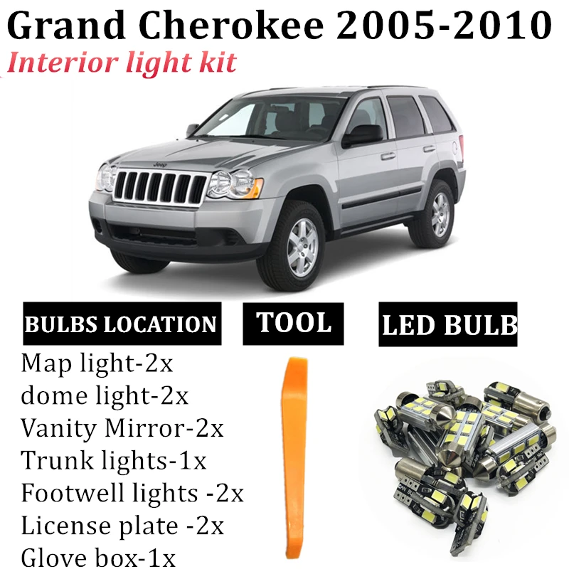 Фото Комплект для Светодиодная лампа освещения салона автомобиля Jeep Grand Cherokee WK 2005-2010 12