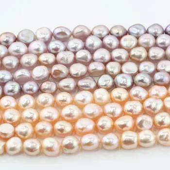 

Genuine Freshwater 10-11mm nugget baroque cultured natural pink lavender real pearl strands loose beads women lady jewelry DIY