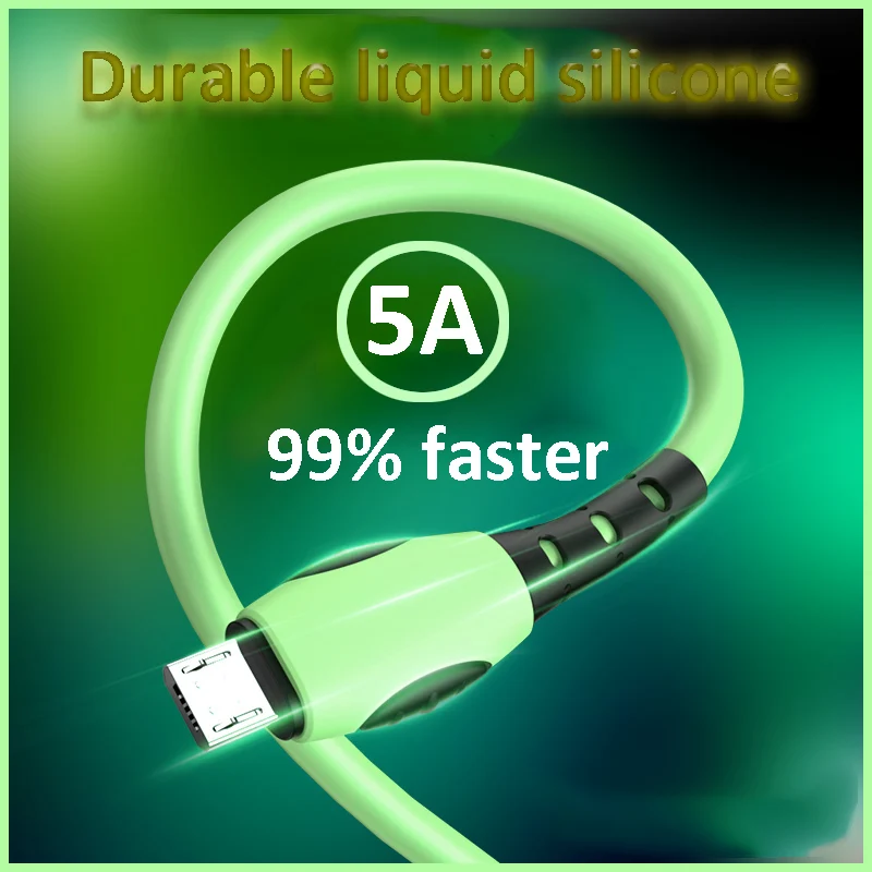 Зарядный кабель 5A для Android Phone Type C Micro USB шнур передачи данных из жидкого силикона
