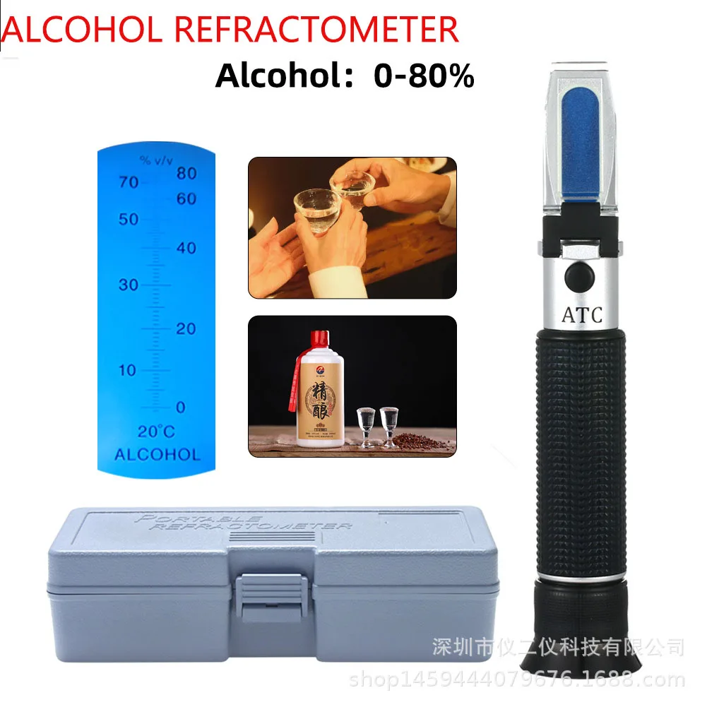 Refractometer Alcohol Alcoholometer Meter 0~80%V/V ATC Handheld Tool Hydrometer Concentration Spirits Tester Detector Measuring
Refractometer Alcohol Alcoholometer Meter 0~80%V/V ATC Handheld Tool Hydrometer Concentration Spirits Tester Detector Measuring
