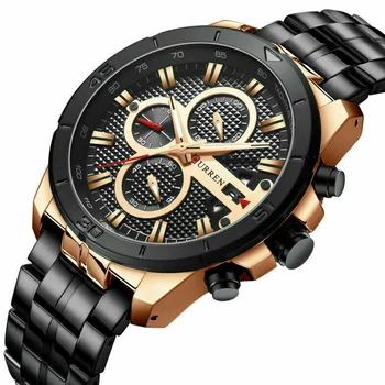 

Adjustable Alloy Strap Chronograph Wrist Round Dial Waterproof Men Watch Analogue Quartz Business Battery Powered Calendar Date