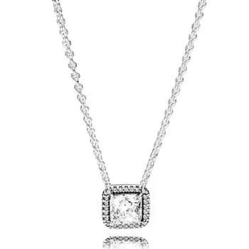 New 925 Sterling Silver Necklace Timeless Elegance With Square-cut Crystal Necklace For Women Wedding Gift Diy Fine Jewelry 
New 925 Sterling Silver Necklace Timeless Elegance With Square-cut Crystal Necklace For Women Wedding Gift Diy Fine Jewelry
