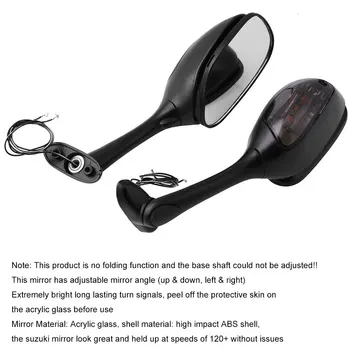 Motorcycle Rearview Side Mirrors W/ LED Turn Signals Fit For Suzuki GSXR 600 750 Acrylic Glass
Motorcycle Rearview Side Mirrors W/ LED Turn Signals Fit For Suzuki GSXR 600 750 Acrylic Glass