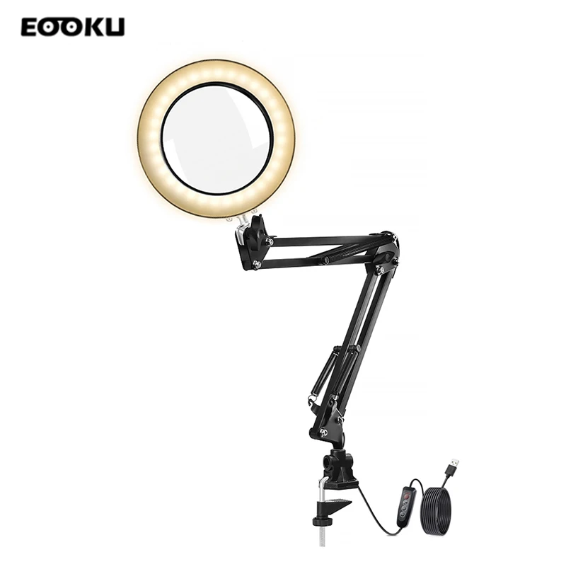 EOOKU Table Lamp LED USB 3 Colors 5X Lighting Magnifying Glass For/Reading/Office /Welding/Beauty
EOOKU Table Lamp LED USB 3 Colors 5X Lighting Magnifying Glass For/Reading/Office /Welding/Beauty