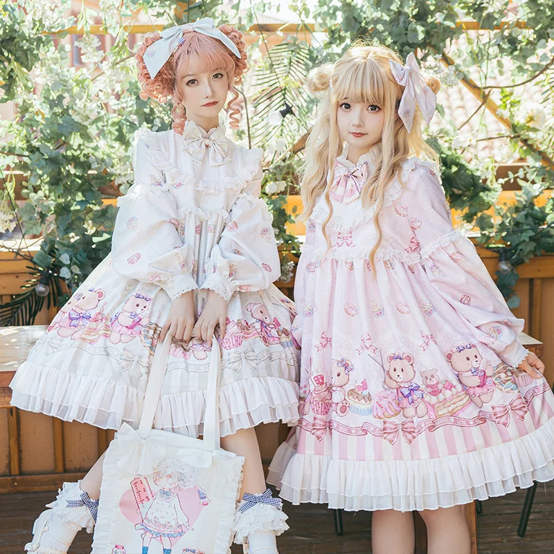 Japan style sweet lolita dress stand bowknot lace lantern sleeve cute printing high waist kawaii dress loli gothic lolita op
Japan style sweet lolita dress stand bowknot lace lantern sleeve cute printing high waist kawaii dress loli gothic lolita op