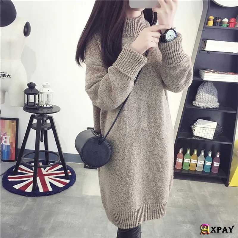 Korean Version Women Sweater Autumn Winter Turtleneck Solid Color Medium-length Thickened Head Loose Lady Pull Long Pullovers
Korean Version Women Sweater Autumn Winter Turtleneck Solid Color Medium-length Thickened Head Loose Lady Pull Long Pullovers
