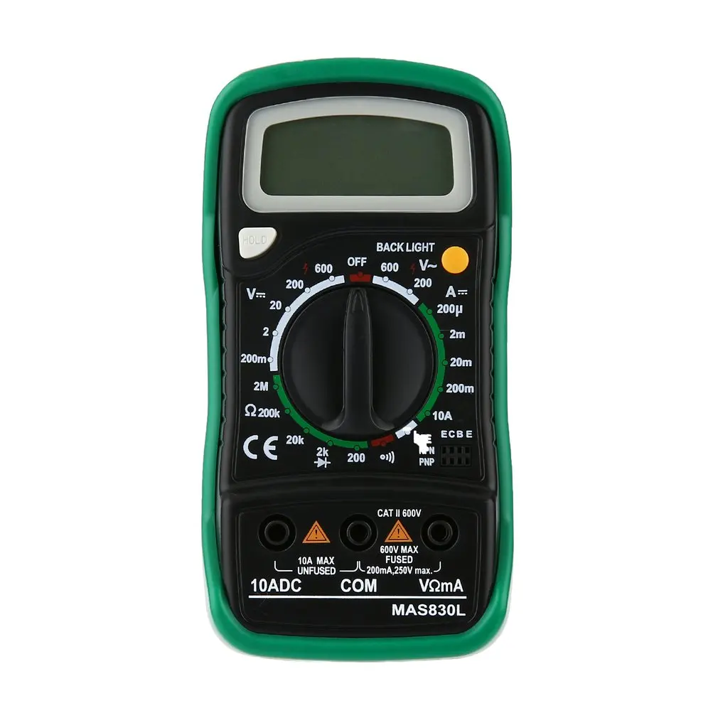 Multifunction Handheld LCD Display 2000 Digital Multimeter Backlight Hold Continuity Diode Test DC Current Tester MAS830L
Multifunction Handheld LCD Display 2000 Digital Multimeter Backlight Hold Continuity Diode Test DC Current Tester MAS830L