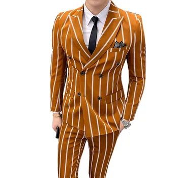 Suit 2 piece set (coat + pants) British banquet boutique high-grade slim striped suit men's fashion double-breasted party suit
Suit 2 piece set (coat + pants) British banquet boutique high-grade slim striped suit men's fashion double-breasted party suit